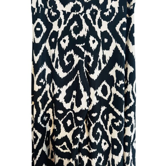 2/$30 Last Tango Small Black & White Ikat Print Wide Leg Pants 4" Waistband - Picture 6 of 12